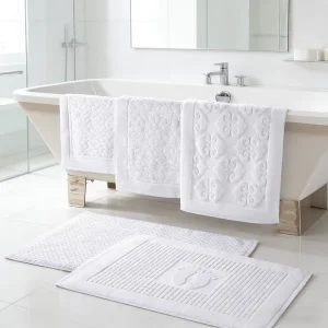 Hotel Bath Mat 100% Cotton Terry Non Slip Bathroom Floor Towel Absorbent Shower Bath Mat