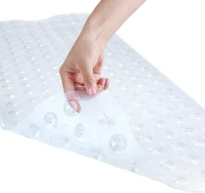 Hotel Bath Mat Silicone Antibacterial Anti-slip Minimalist Modern Design Solid Pattern Transparent Oversized Bathtub
