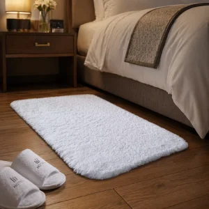Hotel Bathroom Rugs Floor Mat Quick Dry Non Slip Polyester Custom Embroidery Label Bath Mat