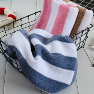 Hotel Beach Used Luxury White Blue and Pink Stripes 100% Cotton Bath Towel Pool Towel