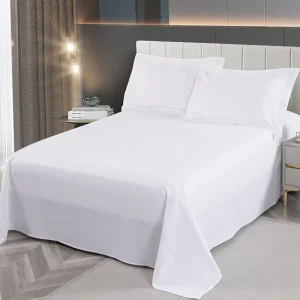Hotel Bed Sheet Set White Plain 100% Egyptian Cotton Flat Sheet Fitted Sheet Pillowcase Bedding Set