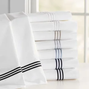 Hotel Bed Sheet White Fitted Flat Sheets Bedding Set Luxury 100% Cotton Embroidered Bed Sheet for Hotel and Home