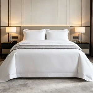 Hotel Bedding Collection 100% Cotton Breathable Non pilling Bed Sheet Set for Hospitality