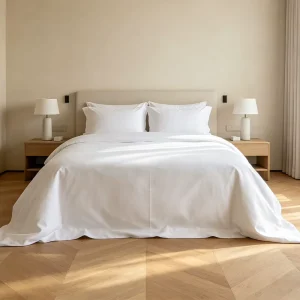 Hotel Bedding King 100% Cotton All Season Sateen Bed Sheet Set for Hospitality