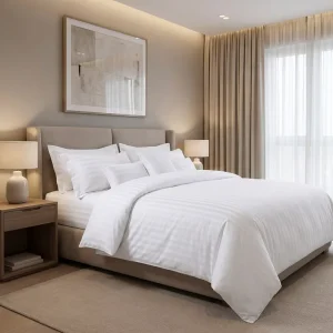Hotel Bedding Set 100% Cotton 400 Thread Count White Woven Plant Goose Filled Super Soft European Comforter Set