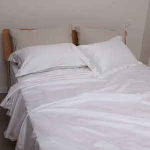 Hotel Bedding Set Duvet Cover Flat Sheet Pillowcase Set 100% Cotton 300TC White Satin Stripes Bedding Sheets