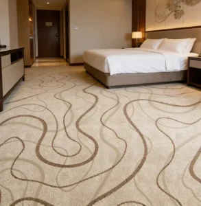 Hotel Bedroom Carpet Broadloom Printed Polyester Nylon Soft Touch Cut Pile Anti bacterial Stain Resistant Anti slip Eco Friendly