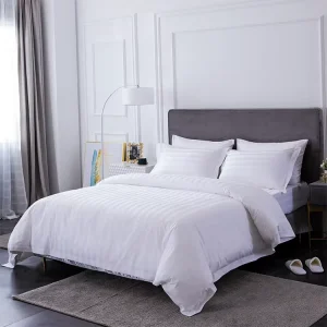 Hotel Bulk 100% Cotton Hotel 3cm Stripe Fitted Sheet Duvet Cover Bed Sheets Bedding Sets