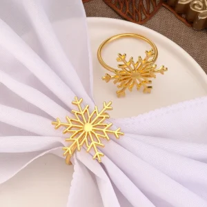 Hotel Christmas Snowflake Napkin Ring Tree Napkin Button Napkin Ring Silver Alloy Cloth Ring Manufacturer