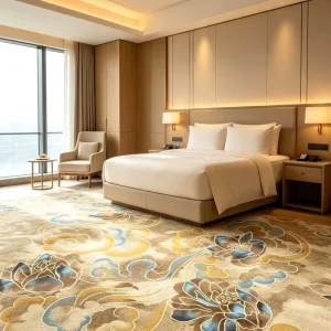 Hotel Construction Contractor Nylon Full Roll Bedroom Carpet Fire Safe Sound Absorb Custom Pattern Free Sample