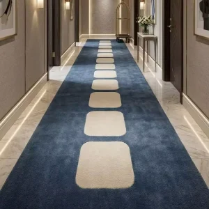 Hotel Corridor Printed Reversible Anti-Static Washable Cut Pile Floor Carpet Nylon Polypropylene Blend Roll