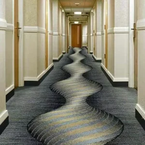 Hotel Corridor & Room Geometric Pattern Reversible Washable Anti-static Carpet High Pile Cut Pile Broadloom Roll