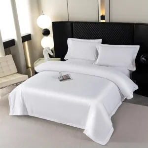 Hotel Customized 100% Cotton 200TC Bed Sheets Set American Size 4 Pieces Flat Sheet Fitted Sheet Pillow Cases Set