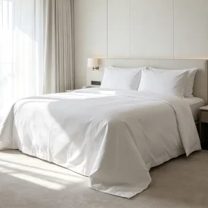Hotel Duvet Cover Set 100% Cotton Solid White Non-Pilling for Resort Spa Hospitality