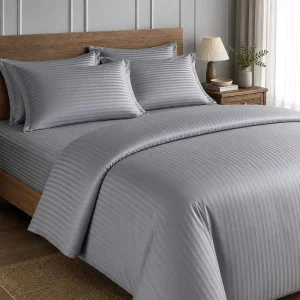 Hotel Egyptian Cotton Bedding Set 1-5cm Stripe 300-600TC Comforter Sheet Duvet Cover Pillowcase OEM
