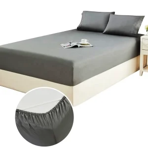 Hotel Flat Sheet & Pillowcase Sets Embroidery Line Hem White Color Microfiber Fitted Sheet and Pillowcase Sets