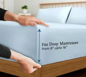 Hotel Grade 400TC 100% Polyester Fitted Sheet 16 Inch Deep Pocket 360 Elastic Fitted Bed Sheet for Hospitality