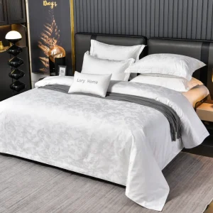 Hotel Grade Jacquard Cotton Bedding Set 4PCS Luxury Embossed Bed Sheet Collection