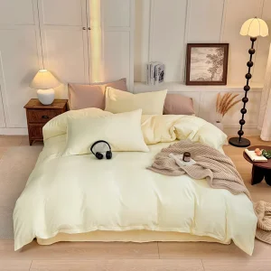 Hotel Home Solid Color Winter Duvet Cover Four Piece Sets Queen King Size Washed Cotton Luxury 4 Piece Bedding Sets