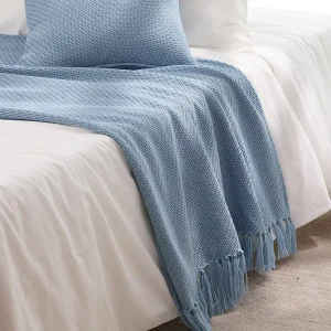 Hotel Homestay Bedtail Nordic Style Solid Color Simple High End Bedding Knit Throw Blanket