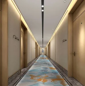 Hotel Interior Fit out Contractor Wall to Wall Polyester Broadloom Carpet Wear Resistant Custom Drawing Free Swatch