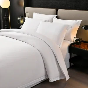 Hotel Linen 100% Cotton 200TC Four piece Set Bed Sheet Duvet Cover Customized Plain Reactive Printing for Hotels Homestays
