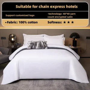 Hotel Linen 80s Satin Pure Cotton Customizable Solid Color Minimalist Four Piece Bedding Set for Inns and Hotels