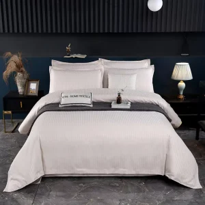 Hotel Linen Bedding 1cm Stripe Duvet Cover Bedding Set Queen King Size Bedsheet Set with 2 Pieces Pillowcase