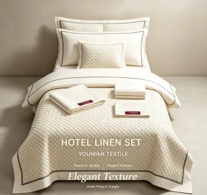 Hotel Linen Cannage Pattern 100% Cotton Four piece Set Hotel Quality White Quilt Cover with Embroidery Logo Bed Sheets Set