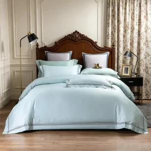 Hotel Linen Cotton Bedding Bed Sheets Duvet Covers Four Piece Set Solid Color Embroidery Light Luxury Style High end Feel
