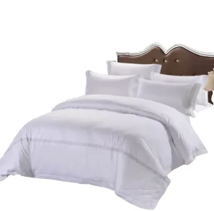 Hotel Linen Supplies Comforter Bedding Set 100% White Cotton Embroidery Bedsheet Size Design