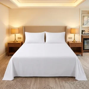 Hotel Luxury 100% Combed Cotton Bedding Set Percale Flat Sheet & Deep Pocket Fitted Sheet for Hospitality OEM