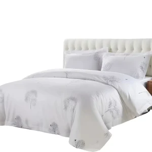 Hotel Luxury Bedding Set High Counts and High Density White Custom Print Bed Sheets Cotton