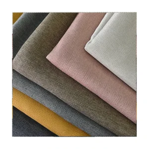 Hotel Office Darkening Drapes Fabric Noise Reducing Heavy Linen Look Blackout Window Home Textile Polyester Fabric for Curtains