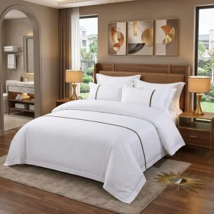 Hotel Project 100% Cotton Woven Bedding Set Flat Sheet Fitted Sheet 300TC Breathable Durable Eco Friendly for Hospitality