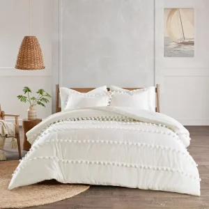 Hotel Project Egyptian Cotton Bedding Set White Pom Pom Duvet Cover Bulk Hospitality Linen Supplier Manufacture