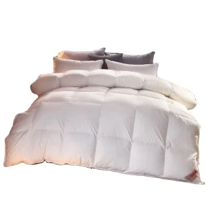 Hotel Quality Comfort 100% Cotton All Season Quilted Breathable Comforter Filled with Feather Down King Size Comforter