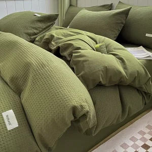Hotel Quality Luxury Quilt Cover Bed Sheet Set Waffle Pure Cotton Bedding 400tc Egyptian Cotton Bedsheets King Size Bed Set