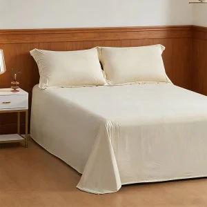 Hotel Quality Poly Cotton Blend Bedding Set 250TC White 4Pcs Flat Sheet Bed Linen