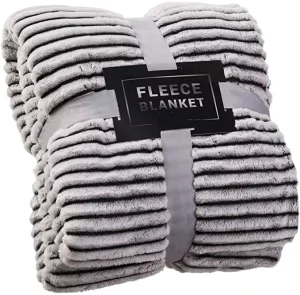 Hotel Quilt Fleece Throw Blanket for Couch 50×60 Lightweight Black and White Soft Plush Fluffy Warm Cozy Perfect for Bed