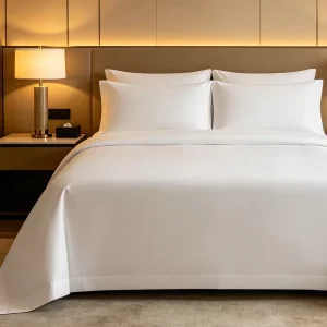 Hotel Sheet Pillowcase Sets 100% Cotton Sateen Smooth Non pilling Bedding Set for Resort Spa Hospitality