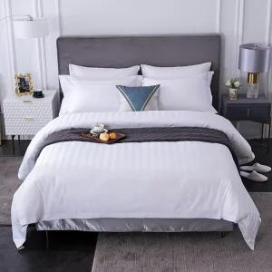 Hotel Super King 3 cm Stripe Bed Sheet Bedding Set and Comforter Sets