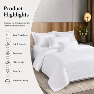 Hotel Supplies White Cotton Pillow Case Duvet Cover SheetBedding Set Hotel Bed Linen