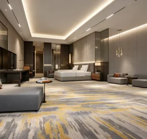 Hotel Tufted Wall-to-Wall Carpet 4m Action Back Nylon Fire Resistant Custom Large Project Lobby Hallway