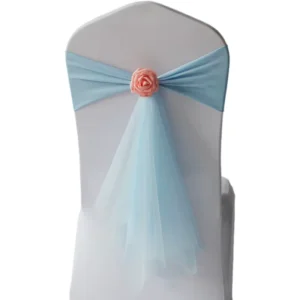 Hotel Wedding Conference Chair Back Decoration Mesh Ribbon Bow Elastic Band Chair Sash Floral Chair Cover Ornament European