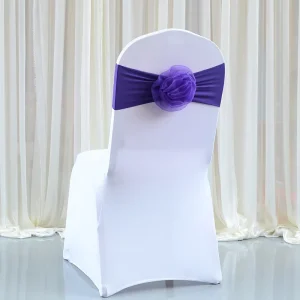 Hotel Wedding Jewelry Rounded Corner Chair Back Flower Decoration Elastic Hanger Chair Band Sash