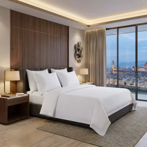 Hotel White Bed Sheets 4Pcs 100% Cotton Bleach Resistant Flat and Fitted Set for Hospitality Bulk Order