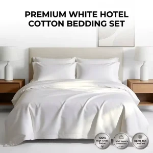 Hotel White Bedding Set 100% Cotton Plain Weave 40S Duvet Cover Set for 5 Star Hotel