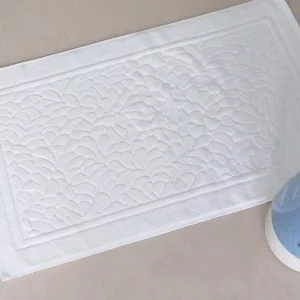 Hotel White Cotton Bath Mats Custom Embossed Stone Bath Mat Floor Towel for Bathroom