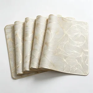 Hotselling Whosale Custom PVC Vinyl Metallic Place Mats Decorative Dinning Table Mats Luxury Pads